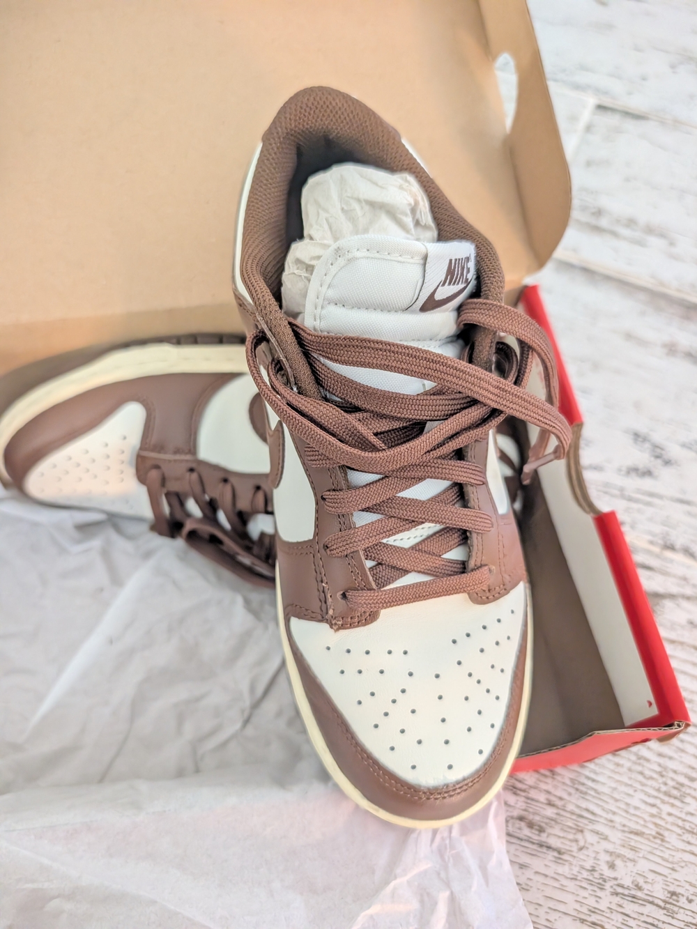 Nike Women’s Brown and White Low-Top Sneakers with Cream Sole